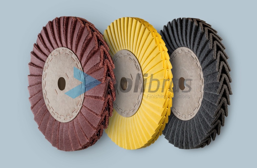 Discos em V de Tela e Malha Abrasiva - Polimento e Abrasivos, Polibras. Em tela ou malha abrasiva, permite furos com diversos tamanhos e formas.