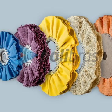 Discos Ventilados Polibras em tela, sisal ou sisal/tela, com grapa ou argola metálica, centro em ou em cartão - permite vários furos.